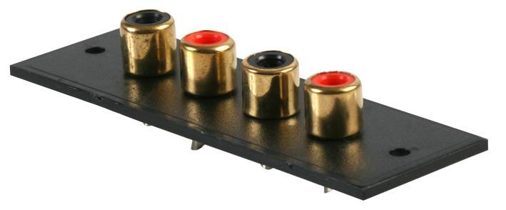 4x Phono, Chassis Plate, Red + Black, Gold