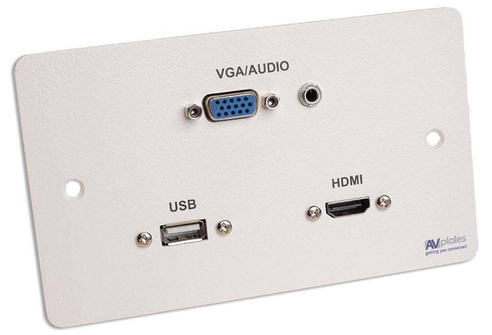 2 Gang VGA/Audio/HDMI/USB-A Wall Plate