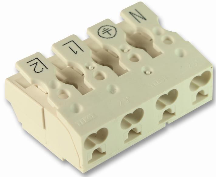 Lighting Connector, Push Fast, 4 Pole