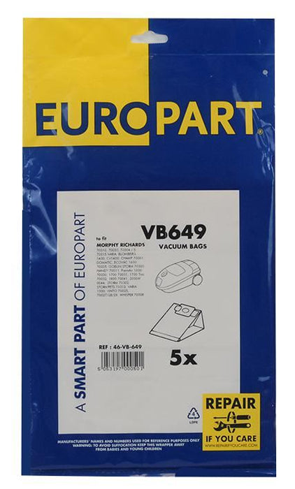 Compatible Morphy Richards / Blomberg Vacuum Cleaner Dust Bags 5 Pack