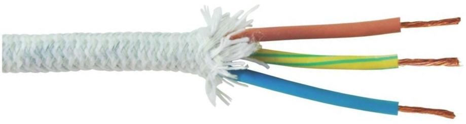 2043Y 3 Core Braided Mains Cable, 1mm, 10A, White, 2.5m