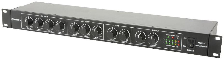 7 Channel Mic/Line Rack Mixer - 19 Inch 1U