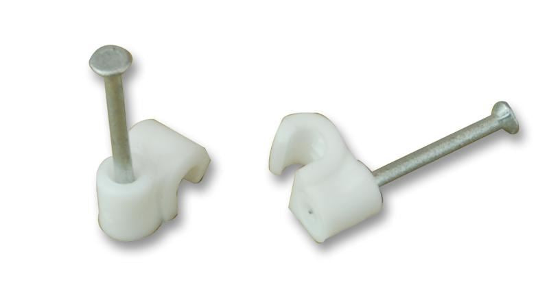 Round Cable Clips White 100 Pack