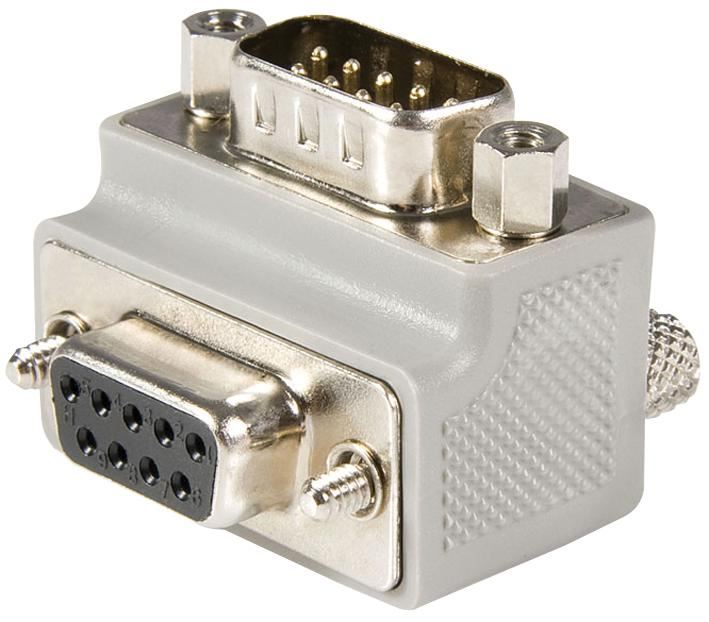 Right Angle DB9 to DB9 Serial Cable Adaptor, Type 1 - Male to Female