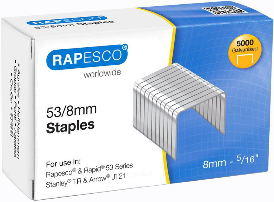 53/8mm Galvanised Metal Staples - Pack of 5000