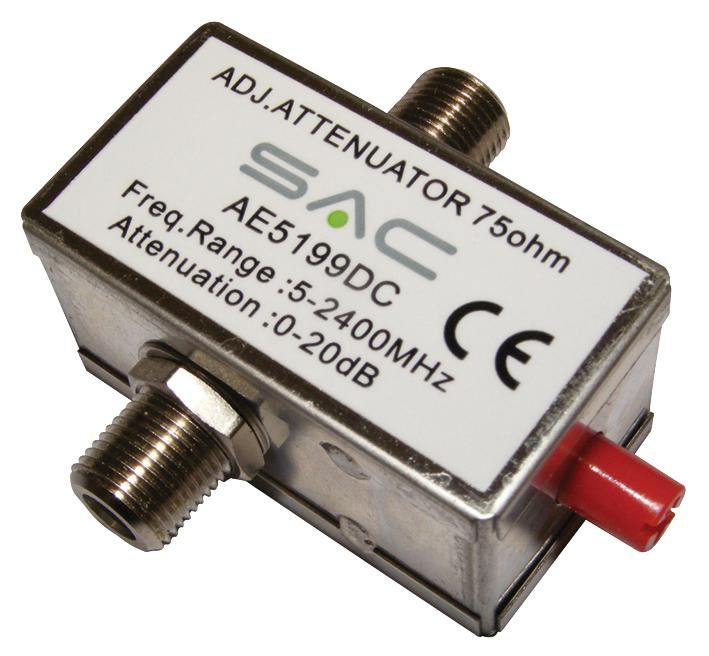 Variable Attenuator F-Type 0-20dB 5-2400MHz DC Pass Metal Housing