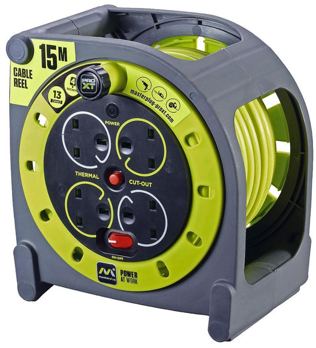 PRO-XT 4-Gang Extension Case Mains Reel, 15m
