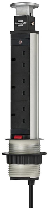 Desktop Tower Pop-Up 3 Gang Extension Lead, 2m