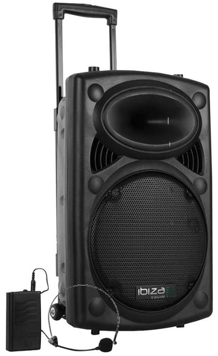 200W Portable 8" PA System with VHF Mic + Wired Mic, USB, BT, SD/MP3