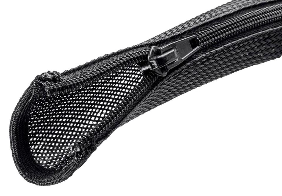 Zipper Polyester Braided Wrap, Internal Dia. 30mm, Black, 2m