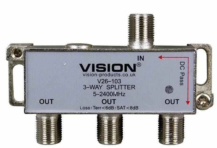 3 Way Splitter DC Pass 5 2400MHz