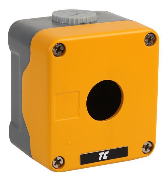 Control Station, Metal, Empty, 1 Hole, Yellow