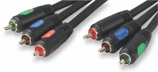 3x RGB Phono (RCA) Male to 3x Male Lead, 50cm Black