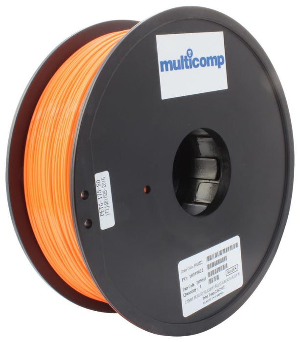 1.75mm Orange PETG Filament for 3D Printer, 1kg