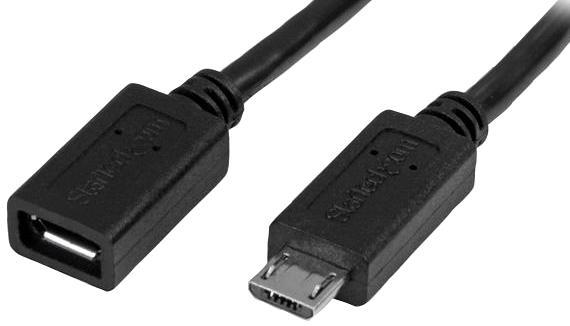 Micro USB Extension Lead, Male to Female 0.5m