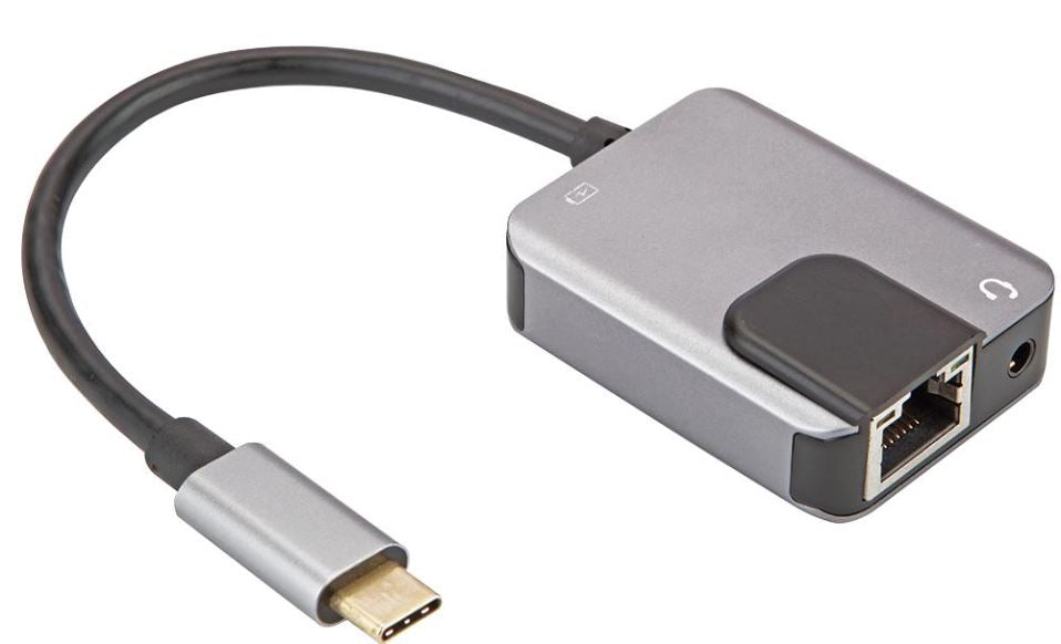 USB-C to Gigabit Ethernet & Audio Adaptor with Power Delivery 3.0