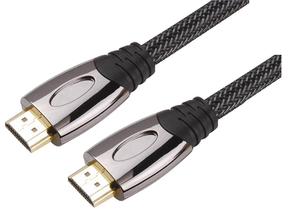 High Speed HDMI Lead, Male to Male, Gold Contacts, Braided