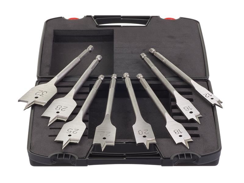 Wood Boring Flat Bit Set, 8 Piece