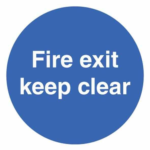 "Fire Exit Keep Clear" Self Adhesive Sign - 200mm Diameter