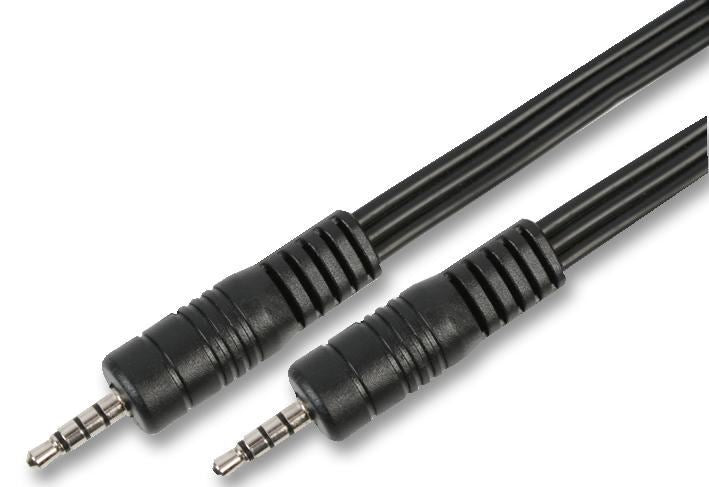 3.5mm 4 Pole Jack Plug to Plug Lead - Black