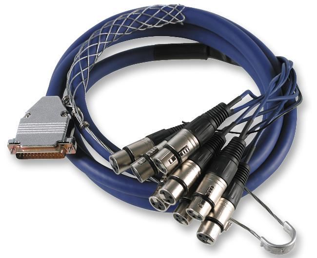 25 Pin D Sub to 8x 3 Pin XLR Lead 2m Blue