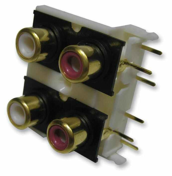 Sockets, 4x Phono, Gold, PCB