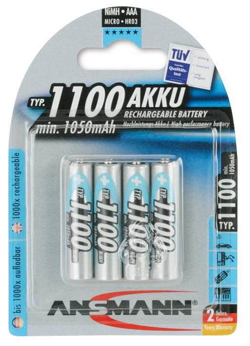 NiMH Rechargeable AAA Batteries 4 Pack