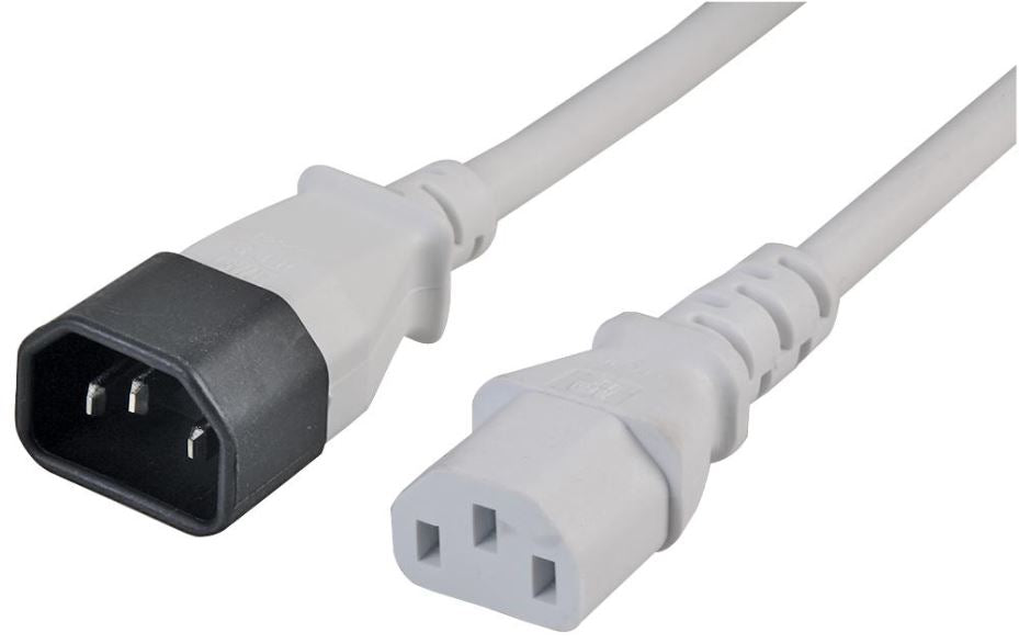 0.5m IEC Male to IEC Female Power Lead, White