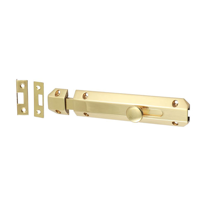 Architectural Flat Section Bolt - Polished Brass (Size 150 x 35mm - 1 Each)