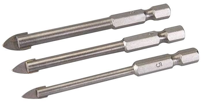 SILVERLINE - Tile & Glass Drill Bit 1/4" Hex Shank, 3 Piece