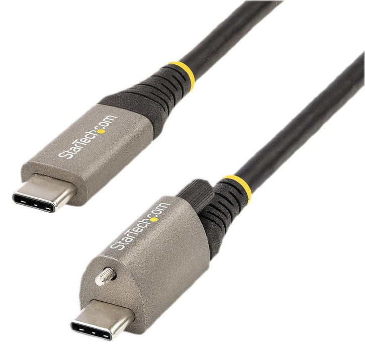Top Screw Locking USB-C Plug to USB-C Plug USB 3.2 Gen 2 Lead, 1m Black