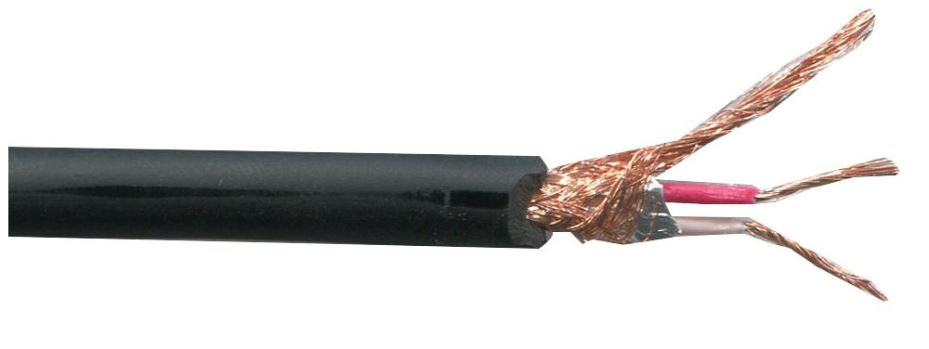 2 Core Screened Microphone Cable, 20/0.12mm, Black, 100m