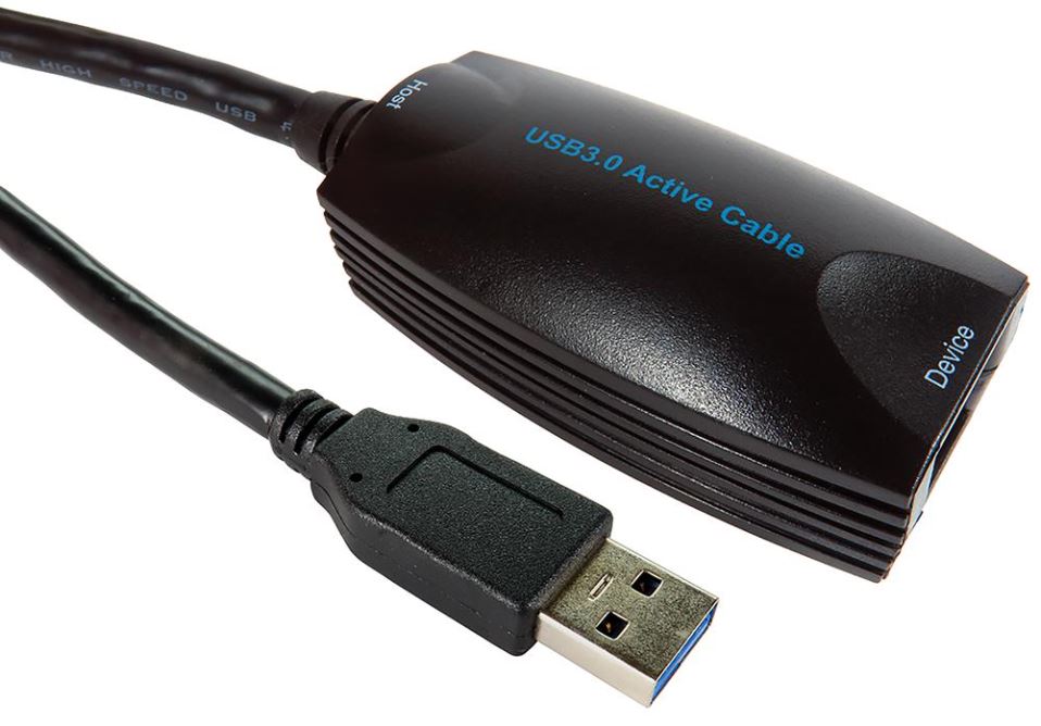 USB 3.0 A Male to Female Active Extension Lead, 5m Black