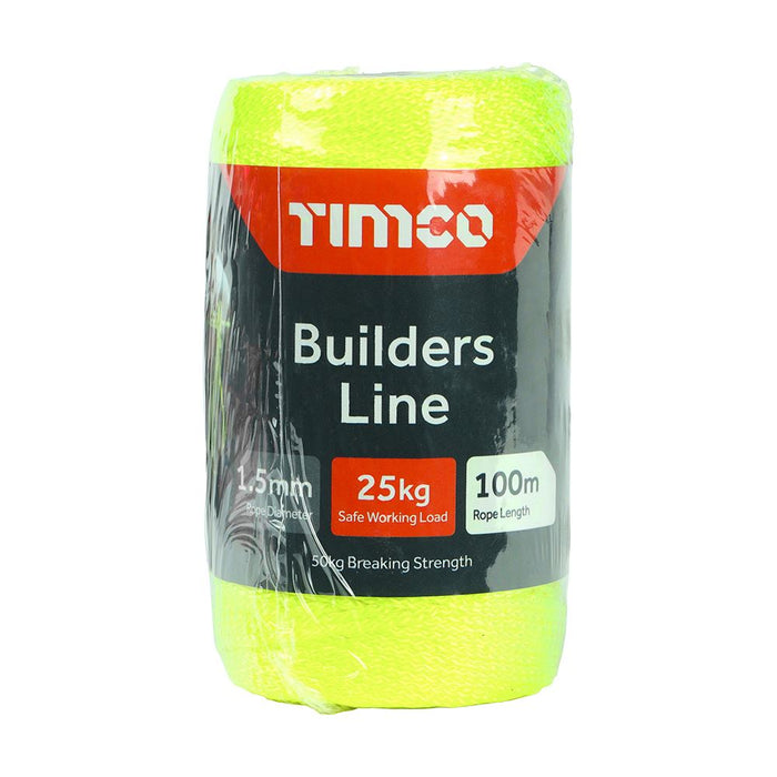 Builders Line - Yellow - Tube (Size 1.5mm x 100m - 1 Each)