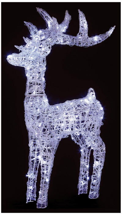 Premier - LED Twinkling White Soft Acrylic Christmas Reindeer, 1.15m