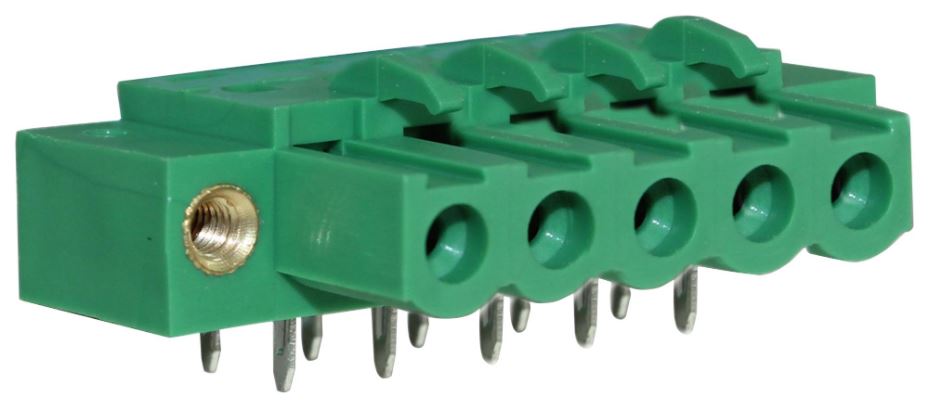 5.08mm Inverted/Reverse Flanged PCB Horizontal Terminal Block, 5-Pole, 15A