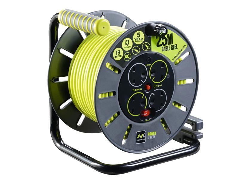 PRO-XT Open Cable Reel 240V 13A 4-Socket 50m