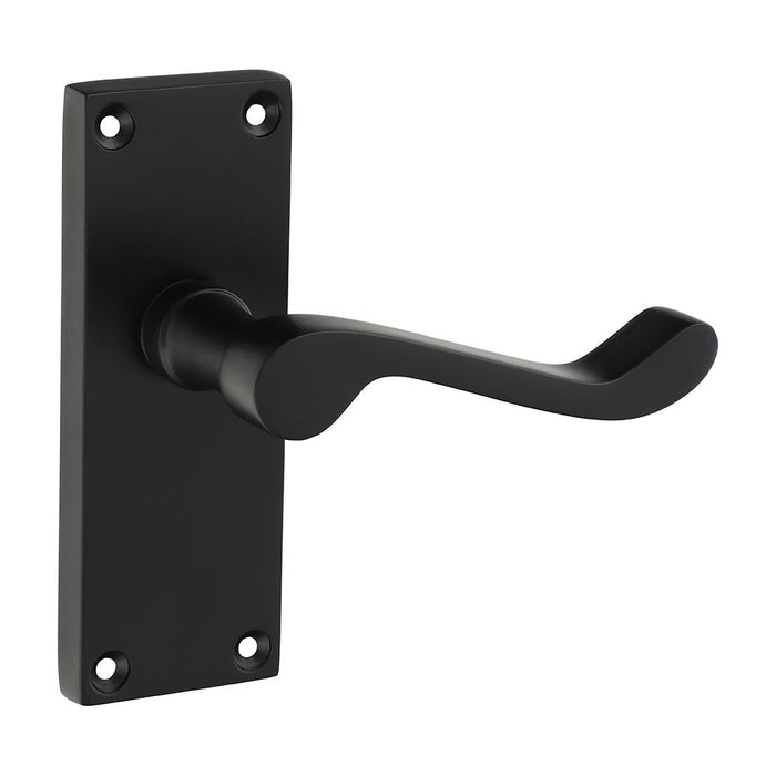 Victorian Scroll Latch Handle - Matt Black (Size 114 x 42 - 2 Pieces)