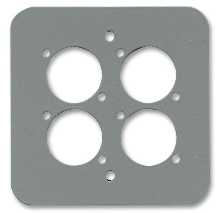 1 Gang Quad XLR / Speakon / RJ45 Wall Plate Silver Rounded Corners