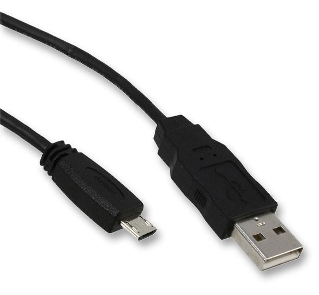 USB Shielded I/O Cable Assembly USB A-to-Micro-USB B 1.5m Black Lead-Free