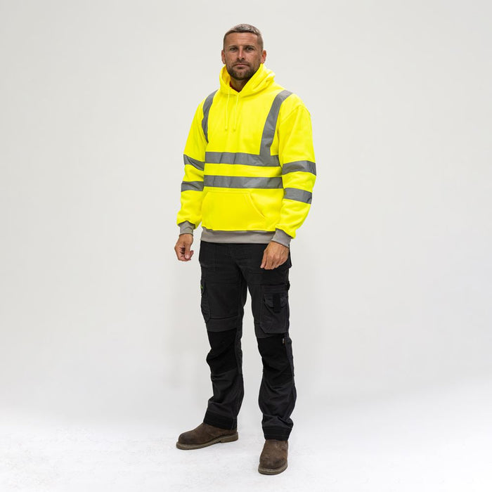 Hi-Visibility Sweatshirt with Hood - Yellow - Each. Various Sizes