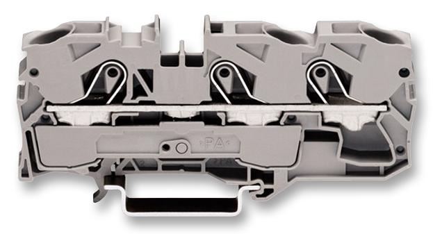 3 Way 57A 800V DIN Rail Mount Terminal Block, 20-6AWG, 10mm² - Green/Yellow