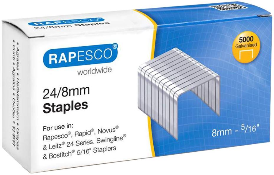 24/8mm Hard Wire Galvanised Steel Staples - Pack of 5000