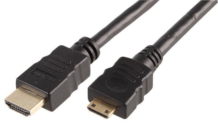 PRO SIGNAL HDMI Lead A Male to Mini C Male, Gold Plated Contacts, 1m Black