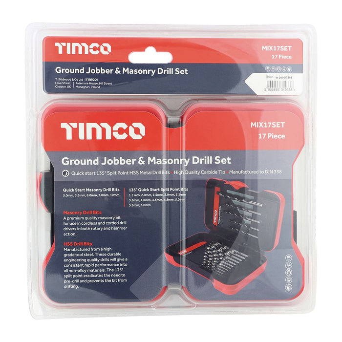 Ground Jobber & Masonry Drill Set (Size 17pcs - 17 Pieces)