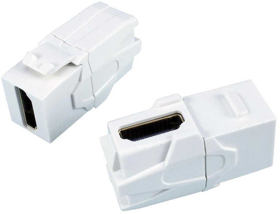 90 Degree HDMI Female to Female Keystone Coupler, White