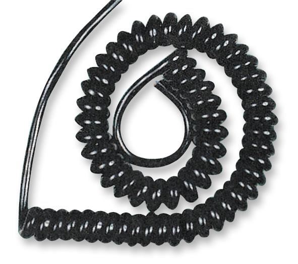 3-Core Coiled Mains Flex 1A 0.22mm² Black