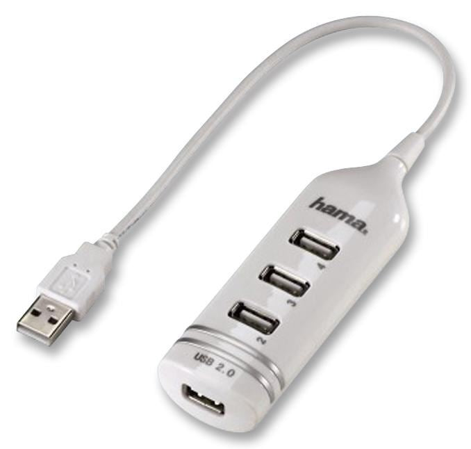 4 Port USB 2.0 Hub White - Bus Powered
