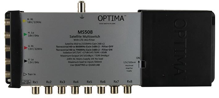 5x8 Mains Powered LTE Radial Multiswitch (5x Inputs, 8x Outputs) MS508LTE