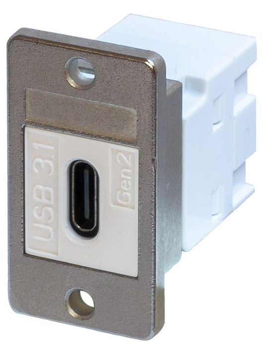 USB3.1 C Female-to-Female Panel Mount Keystone Coupler, White